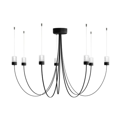 Ulynar Chandelier Facetted Glass With Powder Coated Steel Light Unit & Ultra-thin Suspension Wire & Braided Flat Cable 50"D