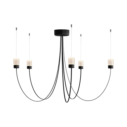 Ulynar Chandelier Facetted Glass With Powder Coated Steel Light Unit & Ultra-thin Suspension Wire & Braided Flat Cable 50"D