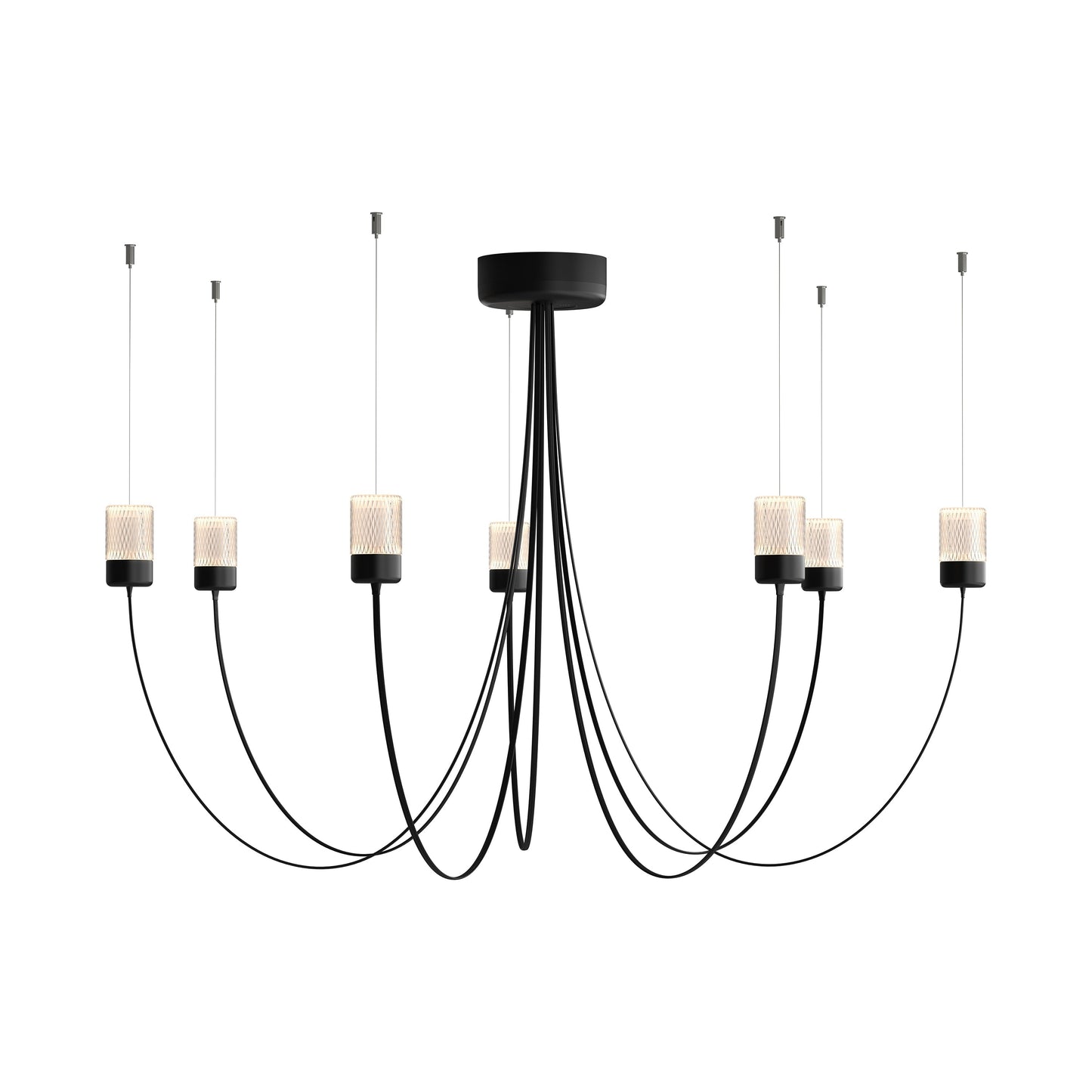 Ulynar Chandelier Facetted Glass With Powder Coated Steel Light Unit & Ultra-thin Suspension Wire & Braided Flat Cable 50"D
