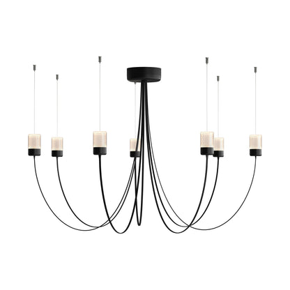 Ulynar Chandelier Facetted Glass With Powder Coated Steel Light Unit & Ultra-thin Suspension Wire & Braided Flat Cable 50"D