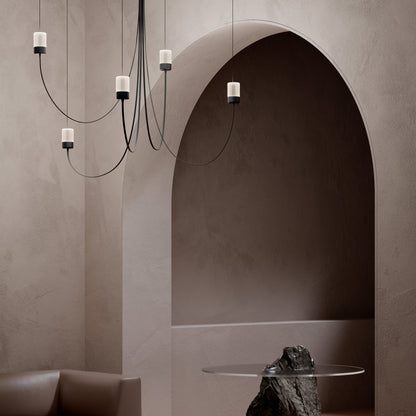 Ulynar Chandelier Facetted Glass With Powder Coated Steel Light Unit & Ultra-thin Suspension Wire & Braided Flat Cable 50"D