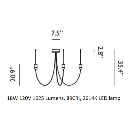 Ulynar Chandelier Facetted Glass With Powder Coated Steel Light Unit & Ultra-thin Suspension Wire & Braided Flat Cable 50"D