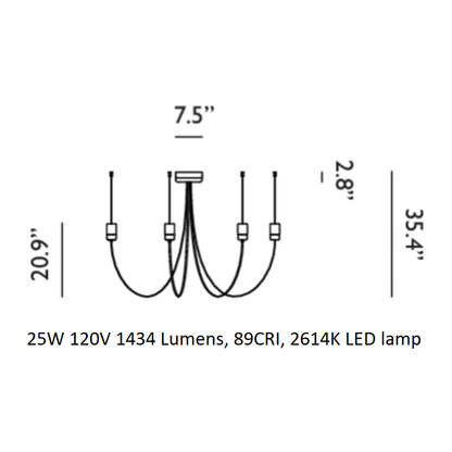 Ulynar Chandelier Facetted Glass With Powder Coated Steel Light Unit & Ultra-thin Suspension Wire & Braided Flat Cable 50"D