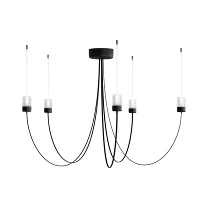 Ulynar Chandelier Facetted Glass With Powder Coated Steel Light Unit & Ultra-thin Suspension Wire & Braided Flat Cable 50"D