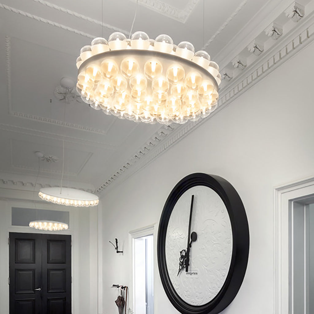 Caleivyn Light Round Pendant Light HIPS Housing & PMMA Light Guide & Glass Bulbs
