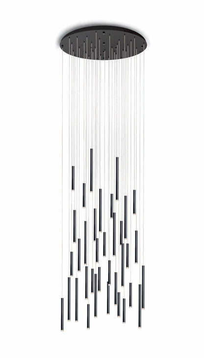Brillia Round Two-Tone Tubular Pendant Light Chandelier - Richardrider