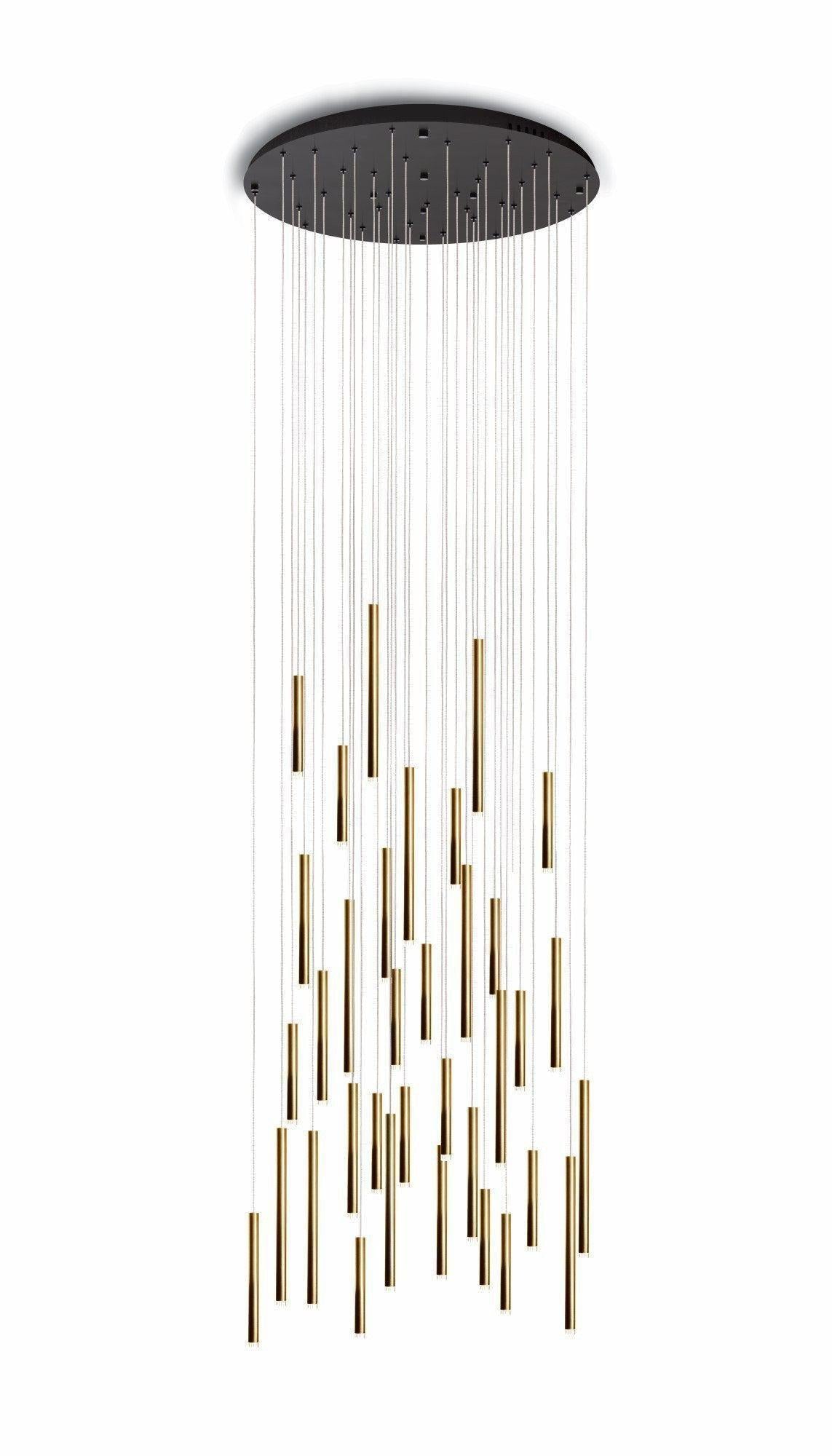Brillia Round Two-Tone Tubular Pendant Light Chandelier - Richardrider