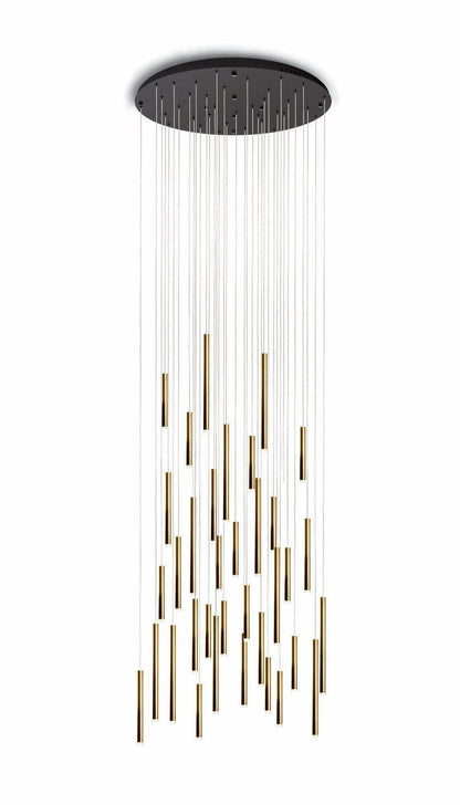 Brillia Round Two-Tone Tubular Pendant Light Chandelier - Richardrider