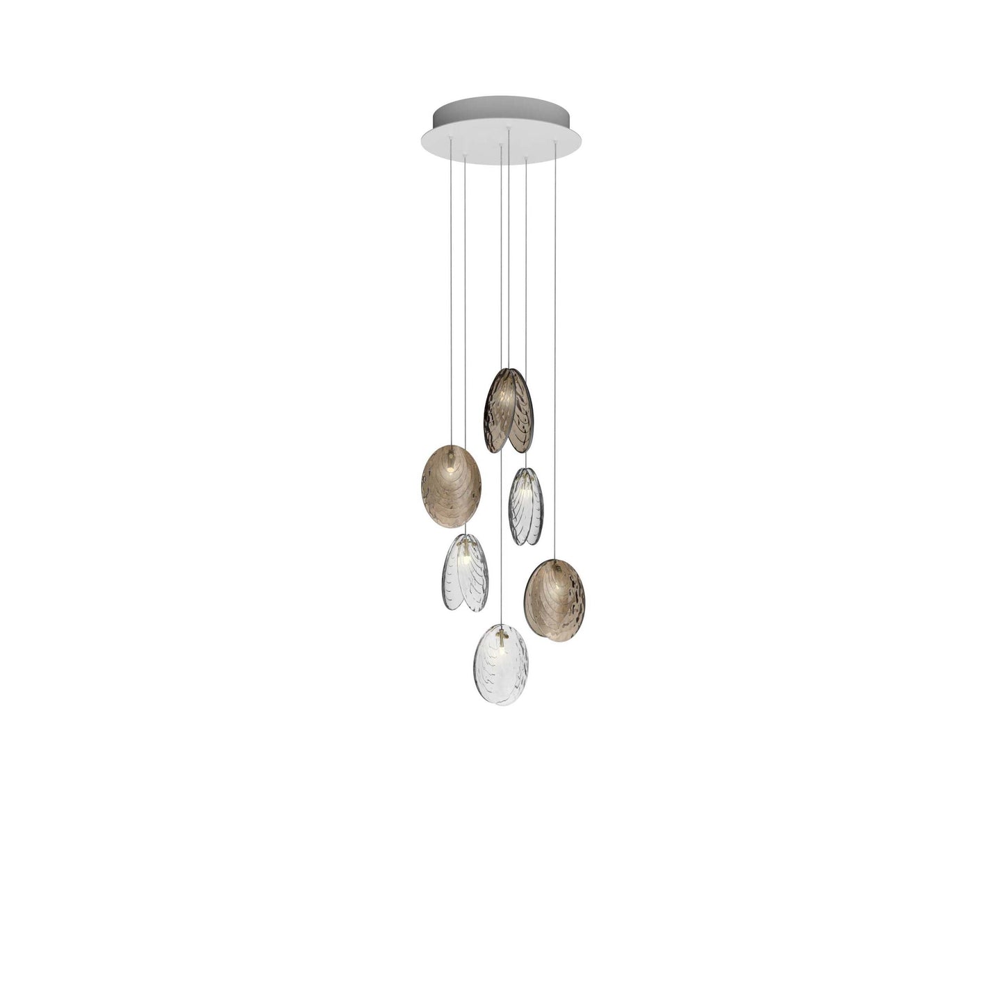 Galaenix Round LED Chandelier Pressed Glass & Metal 12.4"D
