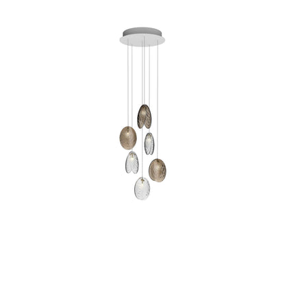Galaenix Round LED Chandelier Pressed Glass & Metal 12.4"D