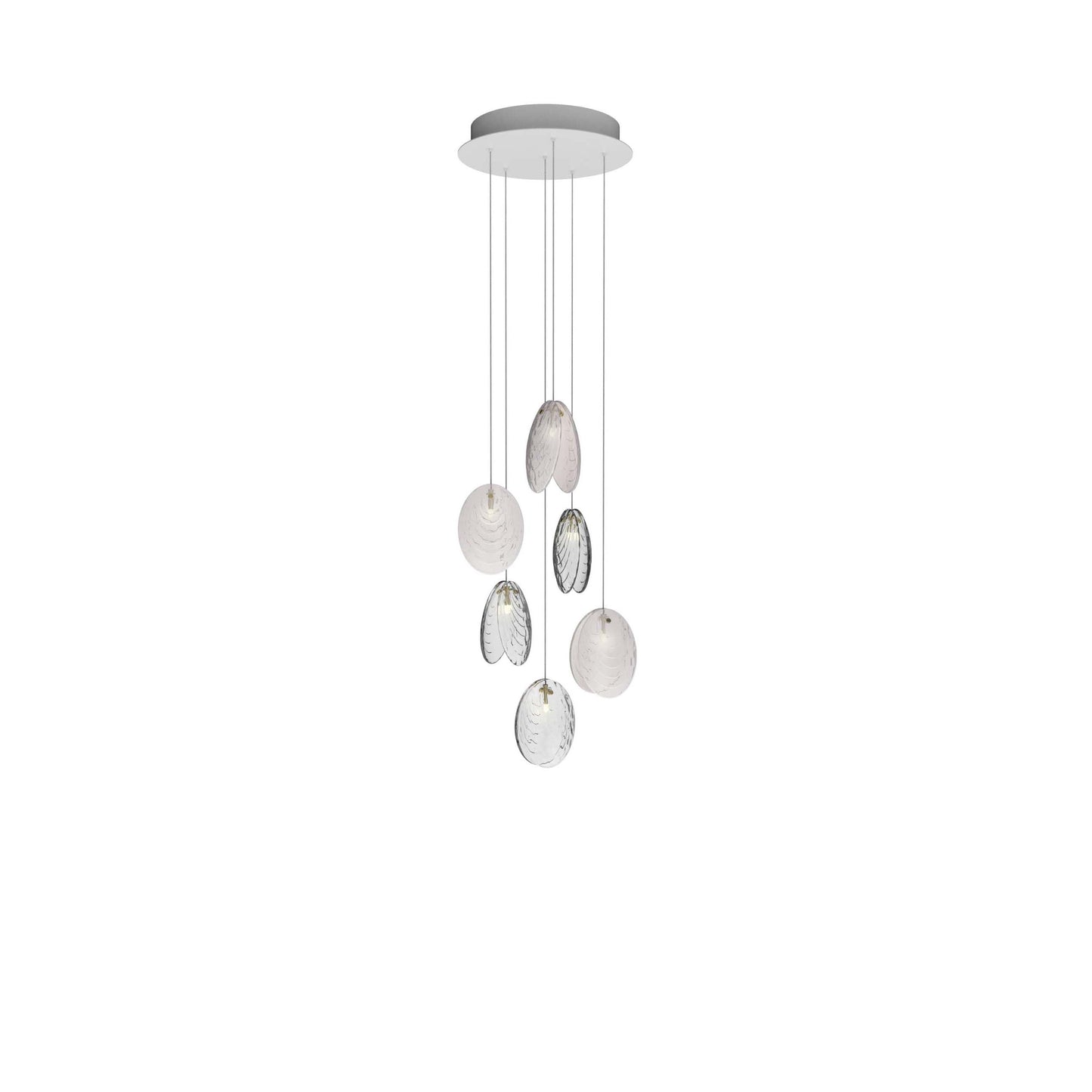 Galaenix Round LED Chandelier Pressed Glass & Metal 12.4"D