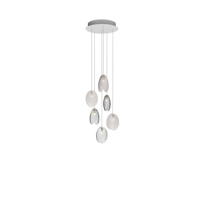 Galaenix Round LED Chandelier Pressed Glass & Metal 12.4"D