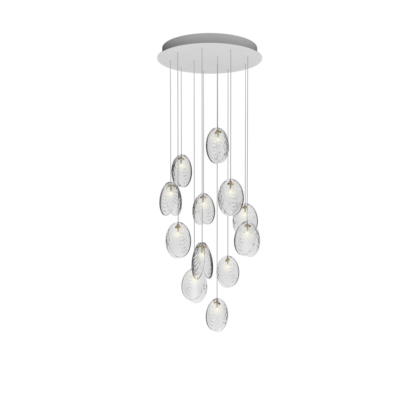 Galaenix Round LED Chandelier Pressed Glass & Metal 12.4"D