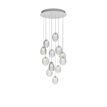 Galaenix Round LED Chandelier Pressed Glass & Metal 12.4"D