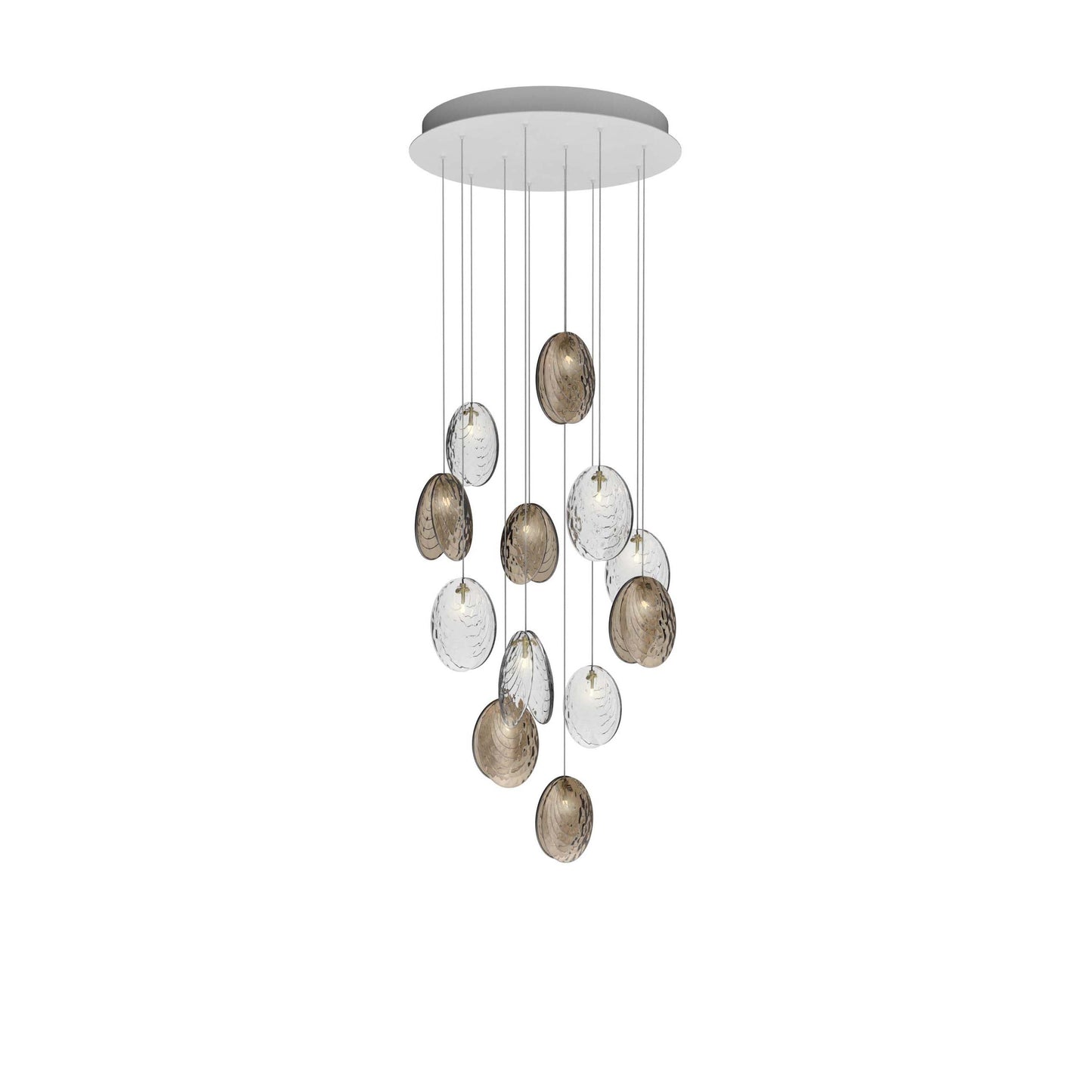 Galaenix Round LED Chandelier Pressed Glass & Metal 12.4"D