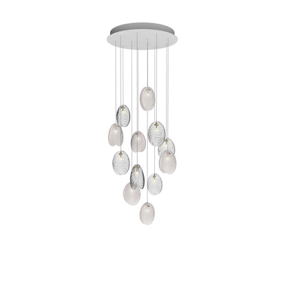 Galaenix Round LED Chandelier Pressed Glass & Metal 12.4"D