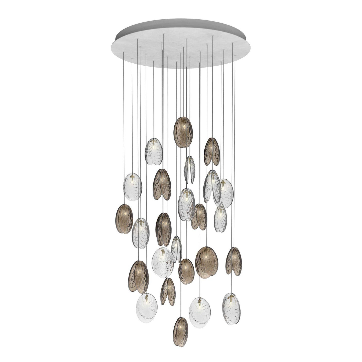 Galaenix Round LED Chandelier Pressed Glass & Metal 12.4"D