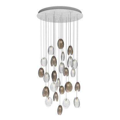 Galaenix Round LED Chandelier Pressed Glass & Metal 12.4"D