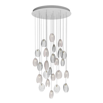 Galaenix Round LED Chandelier Pressed Glass & Metal 12.4"D