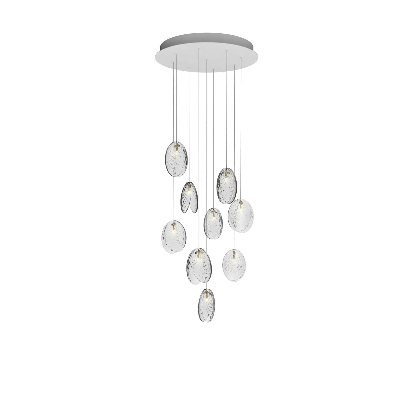 Galaenix Round LED Chandelier Pressed Glass & Metal 12.4"D