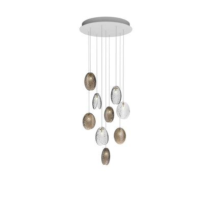 Galaenix Round LED Chandelier Pressed Glass & Metal 12.4"D