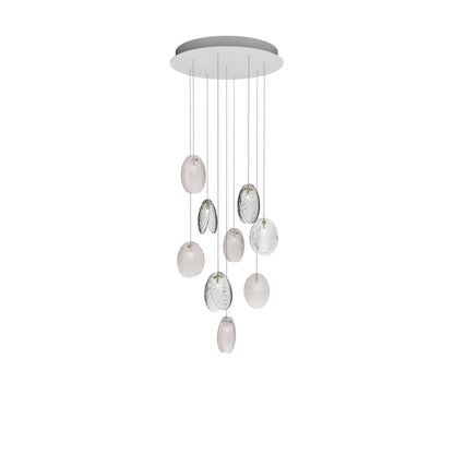 Galaenix Round LED Chandelier Pressed Glass & Metal 12.4"D