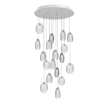 Galaenix Round LED Chandelier Pressed Glass & Metal 12.4"D