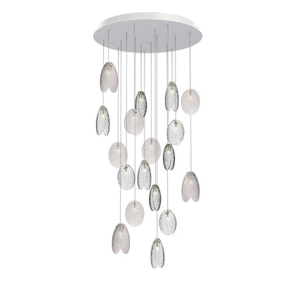 Galaenix Round LED Chandelier Pressed Glass & Metal 12.4"D