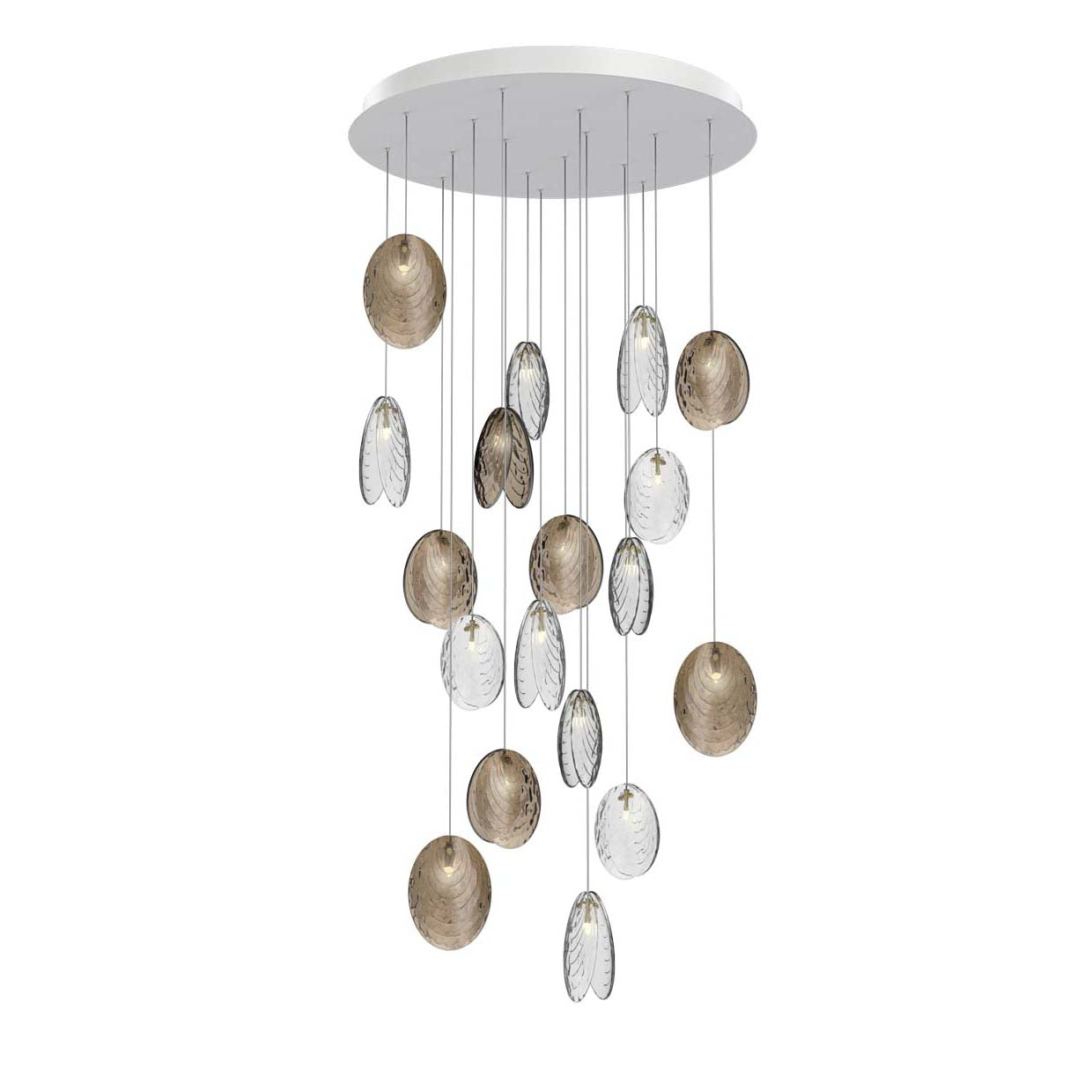 Galaenix Round LED Chandelier Pressed Glass & Metal 12.4"D