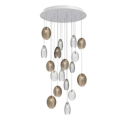 Galaenix Round LED Chandelier Pressed Glass & Metal 12.4"D