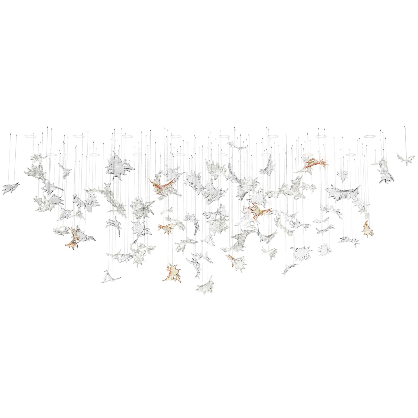 Feneivaro Leaves Oval Chandelier Hand-blown Bohemian Crystal Glass 116.6"W x 33.1"D