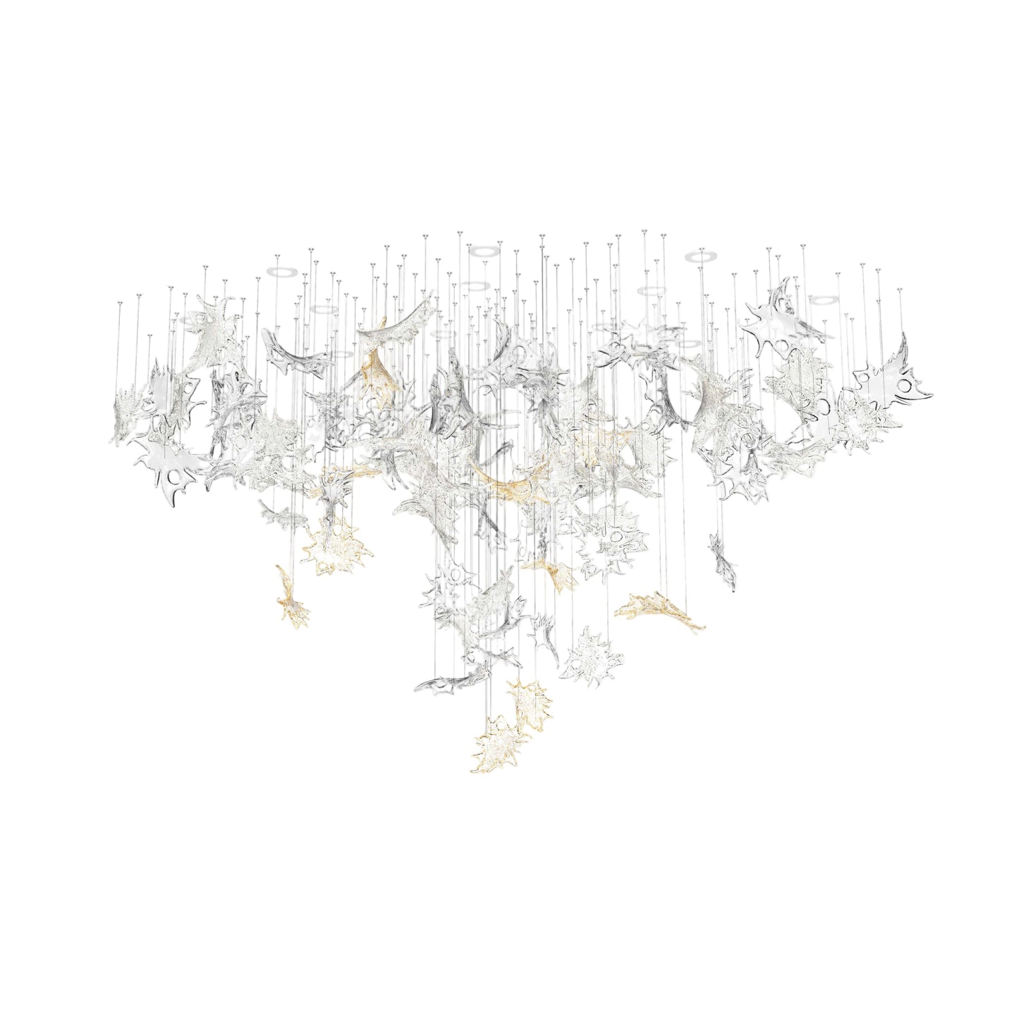 Feneivaro Leaves Oval Chandelier Hand-blown Bohemian Crystal Glass 116.6"W x 33.1"D