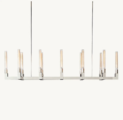 Modern Linear Round/Linear Tubular Glass Chandelier for Dining Room/Kitchen Island