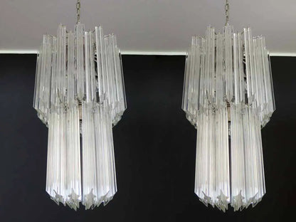 Murano Glass Chandelier – Quadriedri – 46 prisms – Transparent