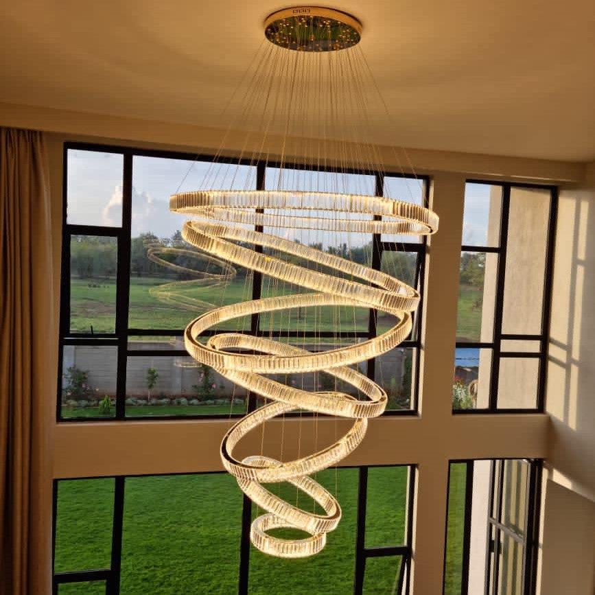 Modern Front Entryway Chandelier 3/4/5/6/7 Rings Crystal Gold/ Chrome Finish Ceiling Lamp - Richardrider