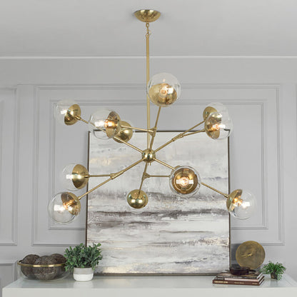 Xanylen Chandelier Metal & Clear Glass 48"W