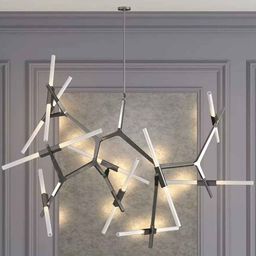 Kaievra 20-Light LED Chandelier Machined Aluminum & Glass 59.5"W x 50"D