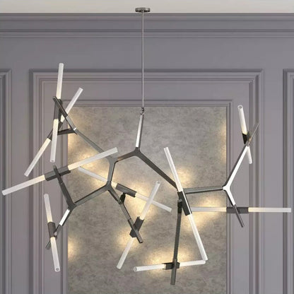Kaievra 20-Light LED Chandelier Machined Aluminum & Glass 59.5"W x 50"D