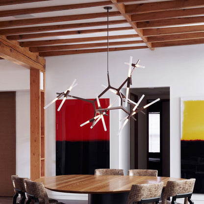 Kaievra 20-Light LED Chandelier Machined Aluminum & Glass 59.5"W x 50"D