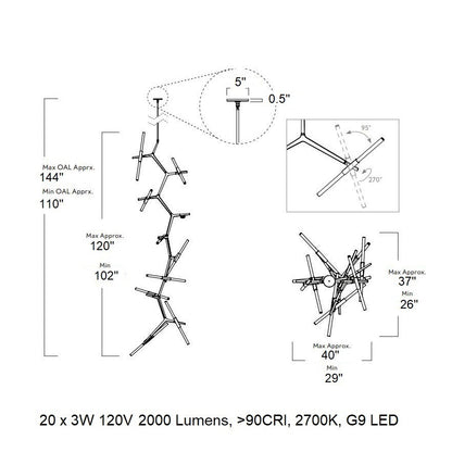 Kaievra Cascade LED Chandelier Machined Aluminum & Glass