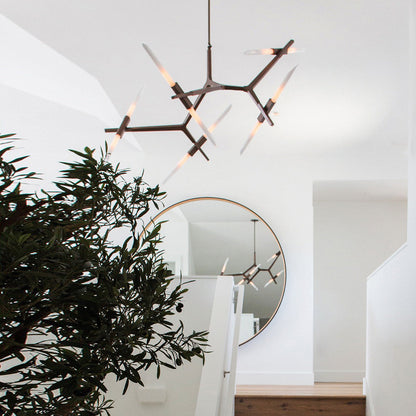 Kaievra LED Chandelier Machined Aluminum & Glass 33"W x 25"D