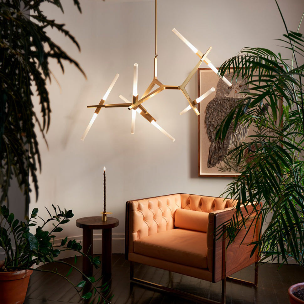 Kaievra LED Chandelier Machined Aluminum & Glass 33"W x 25"D