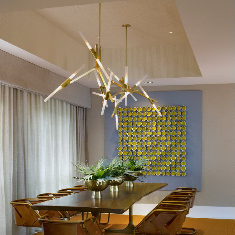 Kaievra LED Chandelier Machined Aluminum & Glass 33"W x 25"D