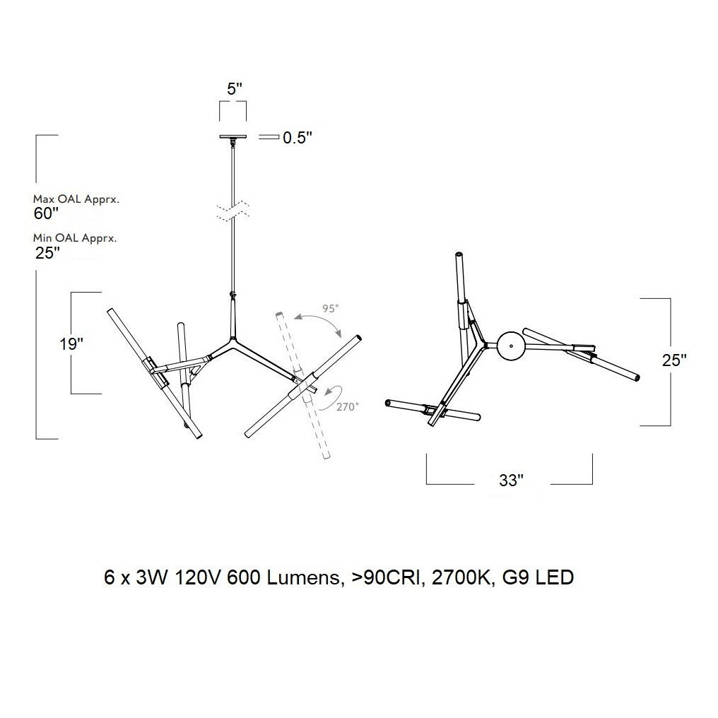 Kaievra LED Chandelier Machined Aluminum & Glass 33"W x 25"D