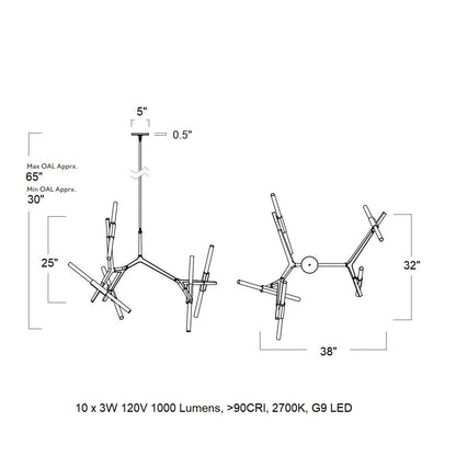 Kaievra LED Chandelier Machined Aluminum & Glass 33"W x 25"D