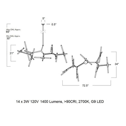 Kaievra LED Chandelier Machined Aluminum & Glass 33"W x 25"D