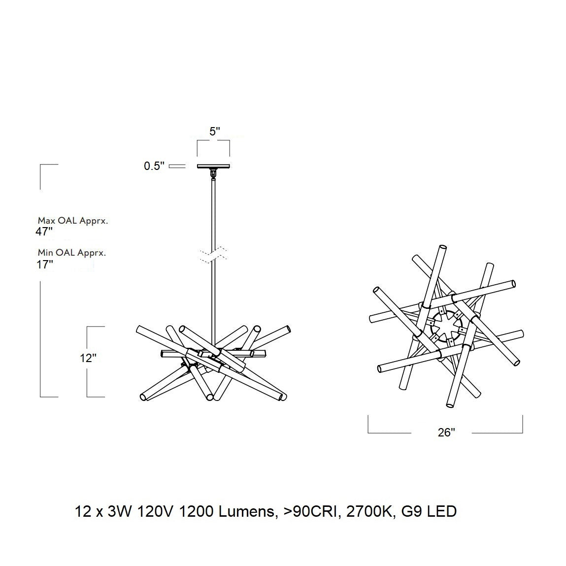Ravaerin Agnes LED Chandelier Machined Aluminum & Glass 26"W x 26"D