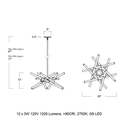 Ravaerin Agnes LED Chandelier Machined Aluminum & Glass 26"W x 26"D