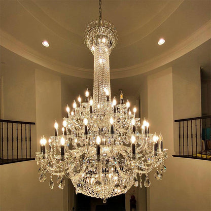 Extra Large European-style Multi-layers Candle Luxury Crystal Chandelier Gold Art Foyer/Staircase Decorative Light Fixture - Richardrider