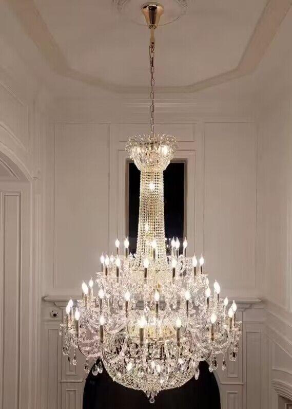 Extra Large European-style Multi-layers Candle Luxury Crystal Chandelier Gold Art Foyer/Staircase Decorative Light Fixture - Richardrider